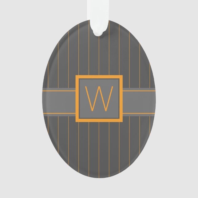 Grau mit Orange Pinstripes Acryl Ornament (Vorderseite)