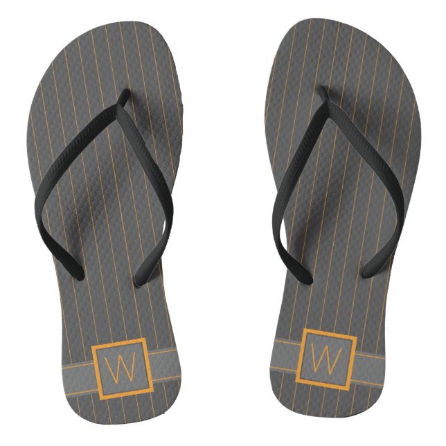 Grau mit Orange Pinstripes Flip Flops (Fußbett)