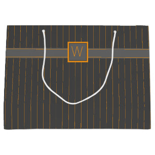Grau mit Orange Pinstripes Geschenktasche Große Geschenktüte