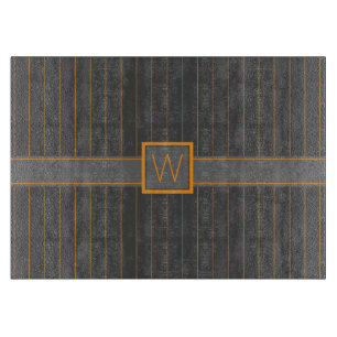 Grau mit Orange Pinstripes Glasschnische Schneidebrett