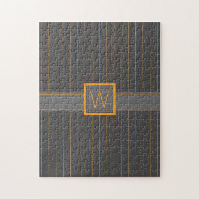 Grau mit Orange Pinstripes Puzzle (Vertikal)
