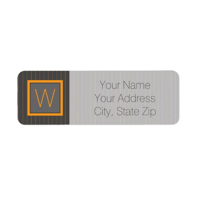 Grau mit Orange Pinstripes Rücksendeadresse (Vorne)