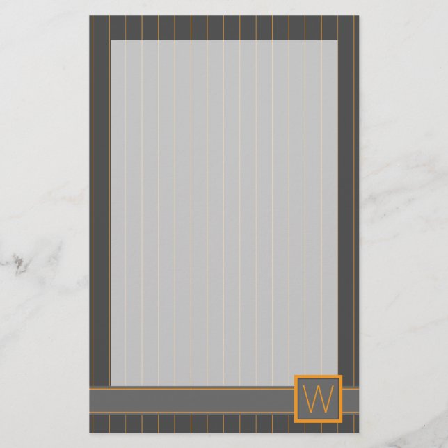 Grau mit Orange Pinstripes Stationery Briefpapier (Vorderseite)