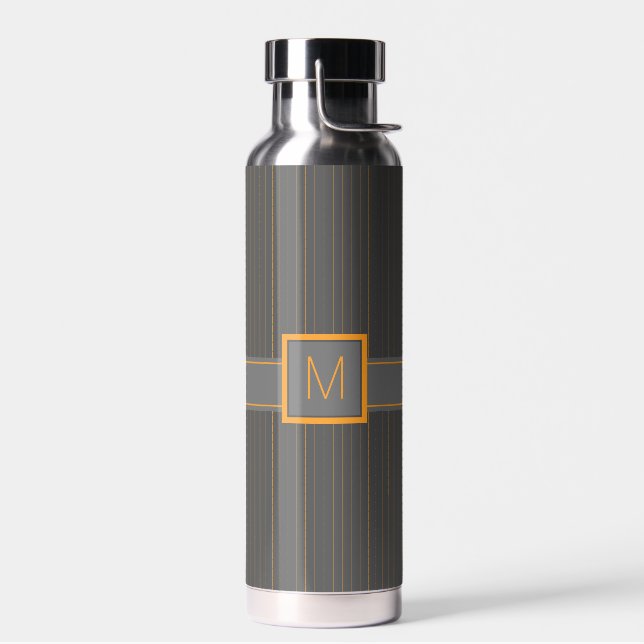 Grau mit Orange Pinstripes Trinkflasche (Links)