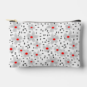 grau mit roten Blume auf weißem Hintergrund Retro Zubehörtasche