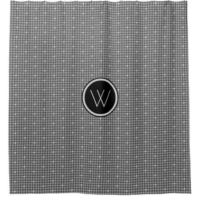 Grau mit Silver Accent Hahnentrittmuster Duschvorh Duschvorhang (Vorderseite)