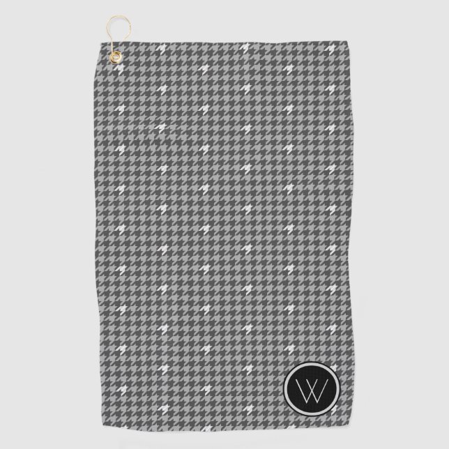 Grau mit Silver Accent Hahnentrittmuster Golf Hand Golfhandtuch (Vorderseite)