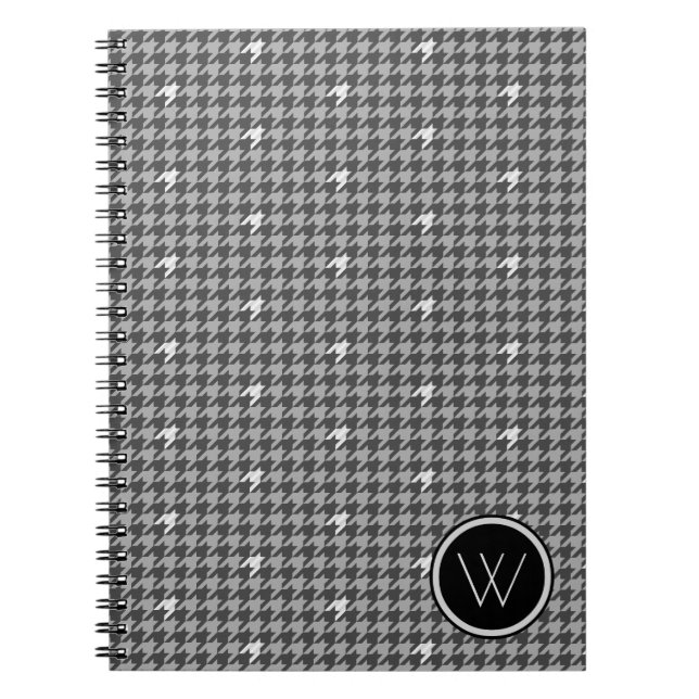 Grau mit Silver Accent Hahnentrittmuster Notebook Notizblock (Vorderseite)