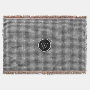 Grau mit Silver Accent Hahnentrittmuster Throw Bla Decke