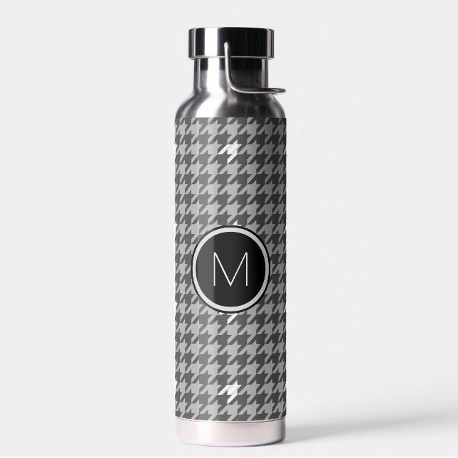 Grau mit Silver Accent Hahnentrittmuster Trinkflasche (Links)