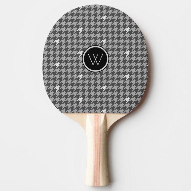 Grau mit Silver Hahnentrittmuster Ping Pong Paddle Tischtennis Schläger (Vorderseite)