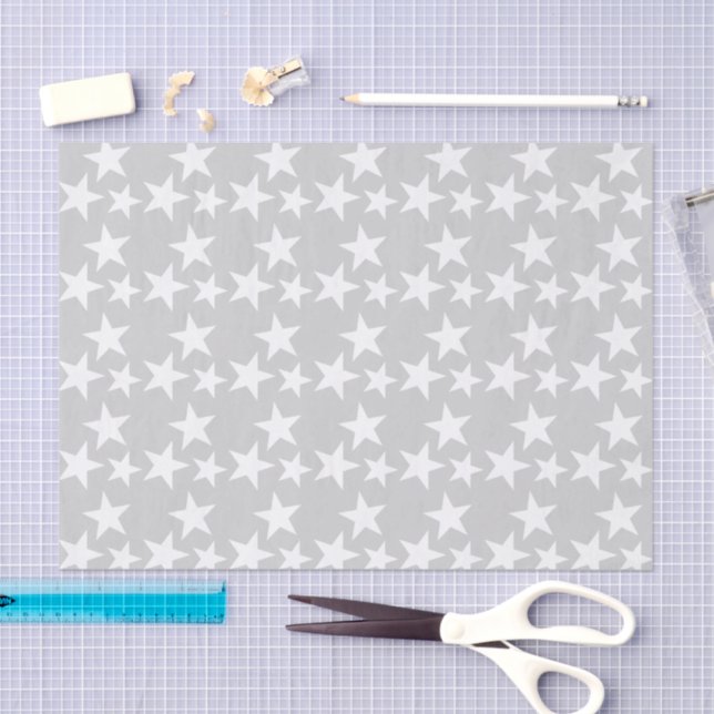 Grau mit weißen Sternen Seidenpapier (Handwerk)