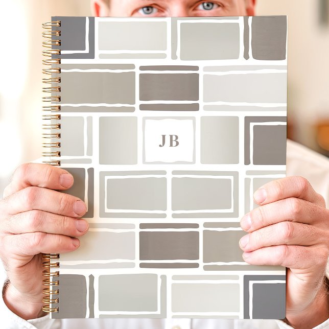 Grau Modern Geometrisch Monogrammiert Planer (Von Creator hochgeladen)