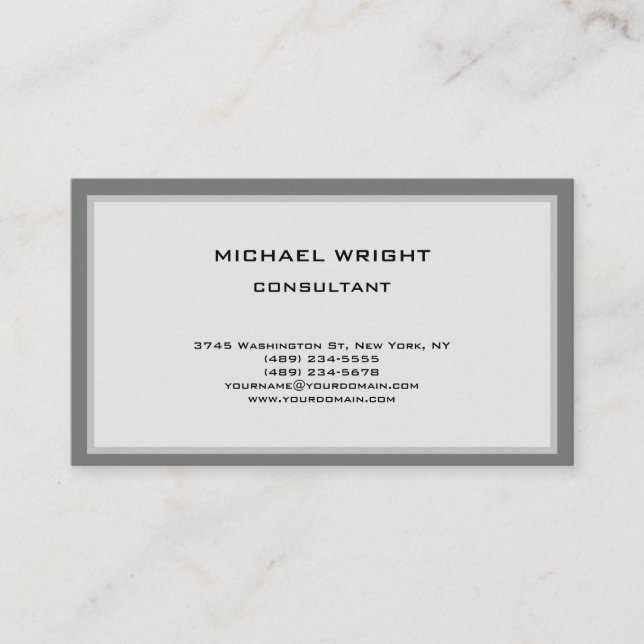 Grau Modern Schlicht einfach anziehend Minimalisti Visitenkarte (Vorderseite)