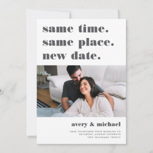 Grau   Moderne Hochzeitsverschiebung Foto Save The Date