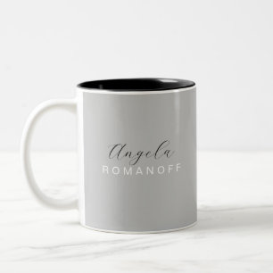 Grau Monogram Modernes Minimalistisch Zweifarbige Tasse