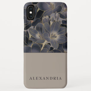 Grau & Navy Blütenblume   PERSONALISIERT Case-Mate iPhone Hülle