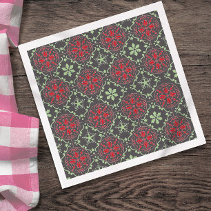 Grau Nordic Snowflake Wintermuster Rustikal Serviette