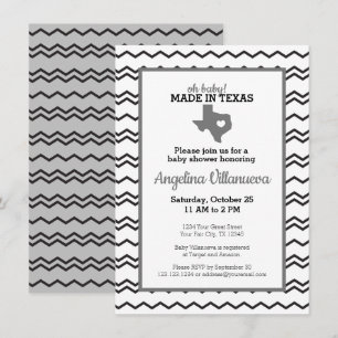 Grau Oh Baby! Chevron Hergestellt in Texas Duschvo Einladung
