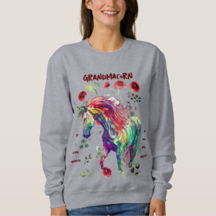 (Grau) Oma Unicorn Sweatshirt