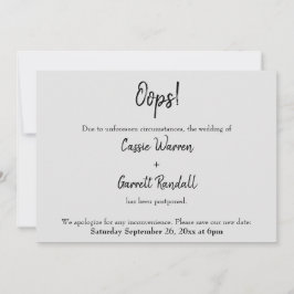 Grau "Oops!" Verspätete Hochzeitsankündigung Einladung