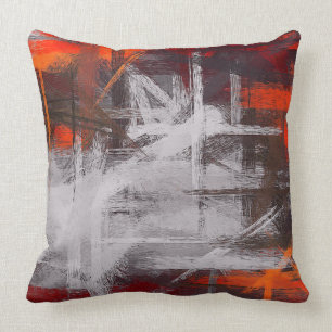 Grau Orange Brown Abstrakt Kissen