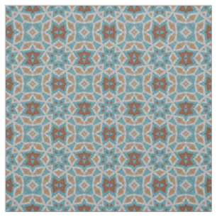 Grau Orange Brown Türkquoise Ethnisches Muster Kun Stoff