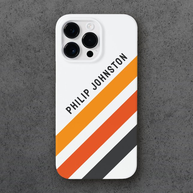 Grau-orange diagonale Retrostreifen weiß Case-Mate iPhone 14 Pro Max Hülle (Von Creator hochgeladen)