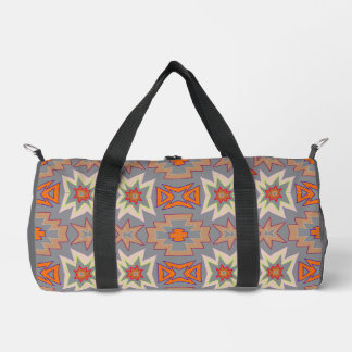 Grau Orange Stammesmuster im Südwesten-Stil  Duffle Bag
