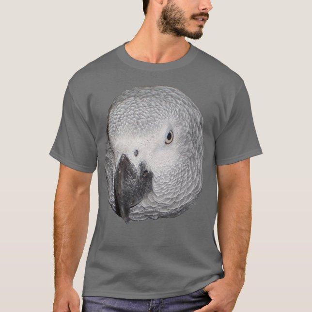 Grau-Papagei-Big-Kopf-T - Shirt (Vorderseite)