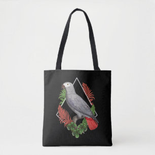 Grau-Papagei-Blume Tasche