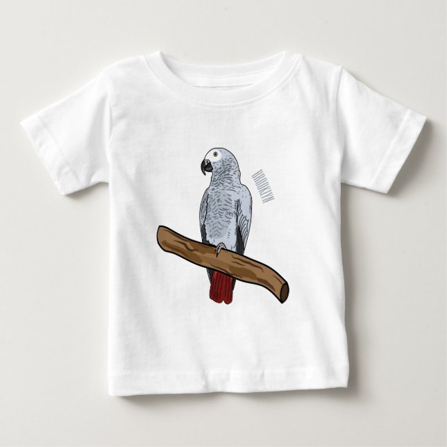 Grau-Papagei-Cartoon Baby T-shirt (Vorderseite)