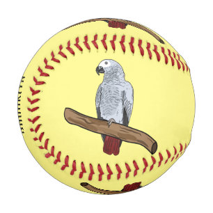 Grau-Papagei-Cartoon Baseball