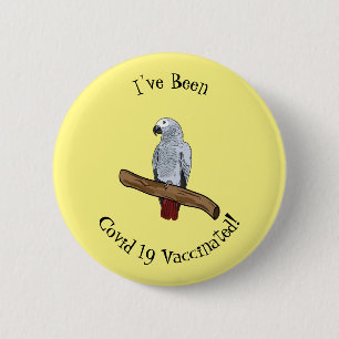 Grau-Papagei-Cartoon Button
