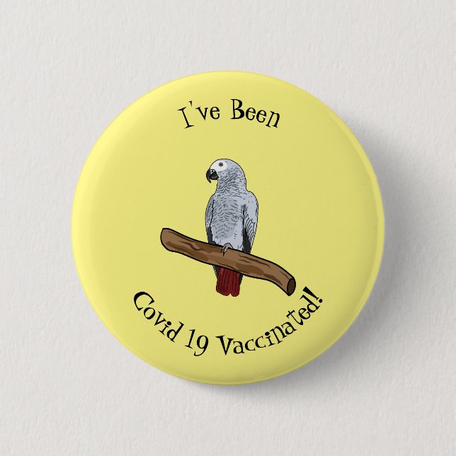 Grau-Papagei-Cartoon Button (Vorderseite)