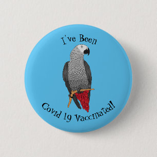 Grau-Papagei-Cartoon Button
