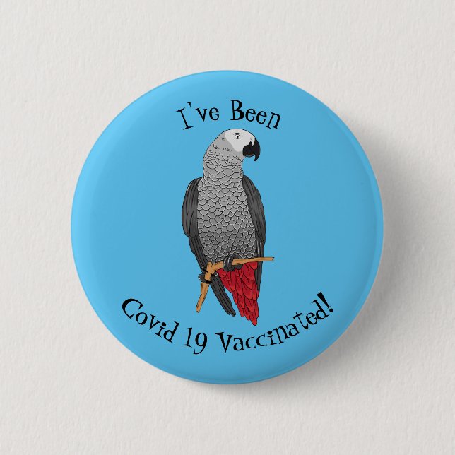 Grau-Papagei-Cartoon Button (Vorderseite)