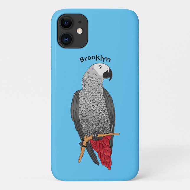 Grau-Papagei-Cartoon Case-Mate iPhone Hülle (Rückseite)