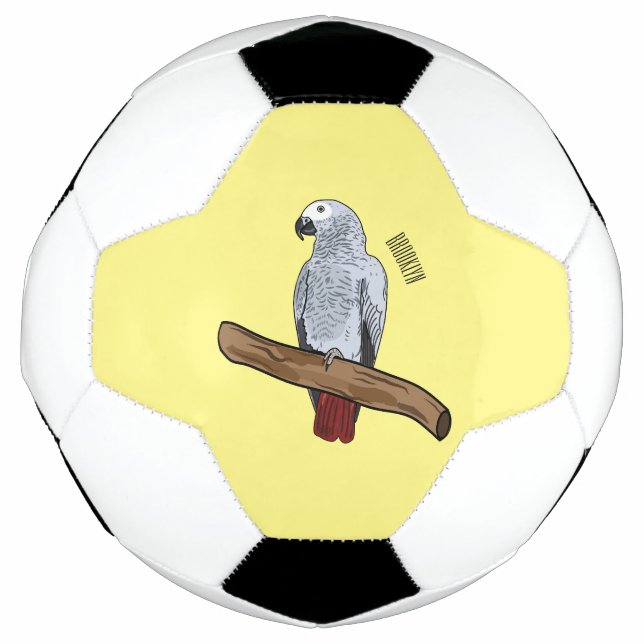 Grau-Papagei-Cartoon Fußball (Vorderseite)