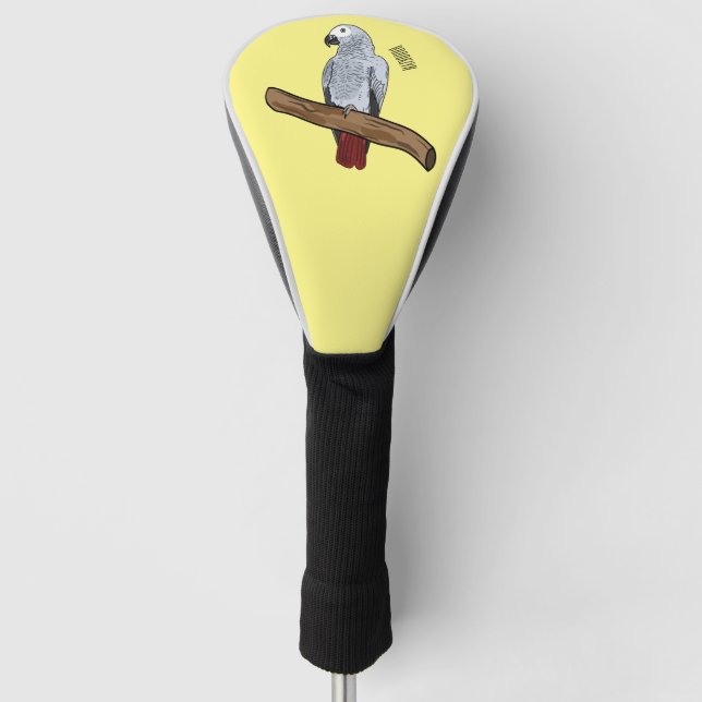 Grau-Papagei-Cartoon Golf Headcover (Vorderseite)