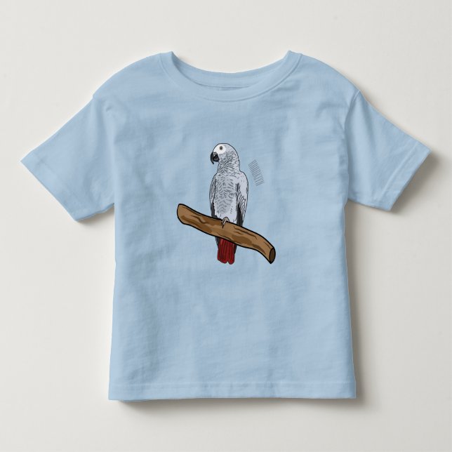 Grau-Papagei-Cartoon Kleinkind T-shirt (Vorderseite)