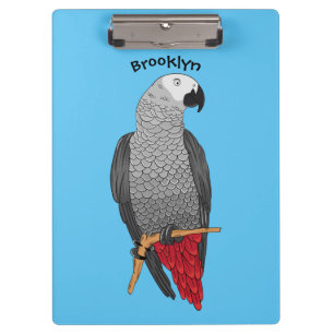 Grau-Papagei-Cartoon Klemmbrett