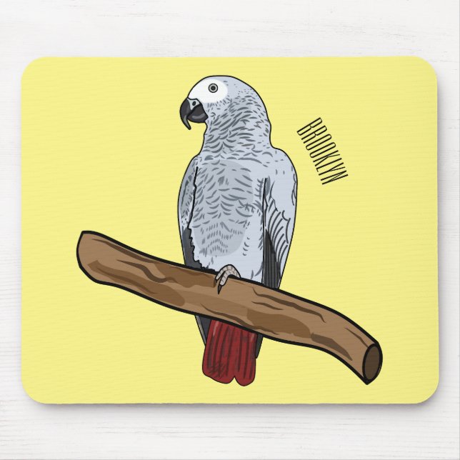 Grau-Papagei-Cartoon Mousepad (Vorne)