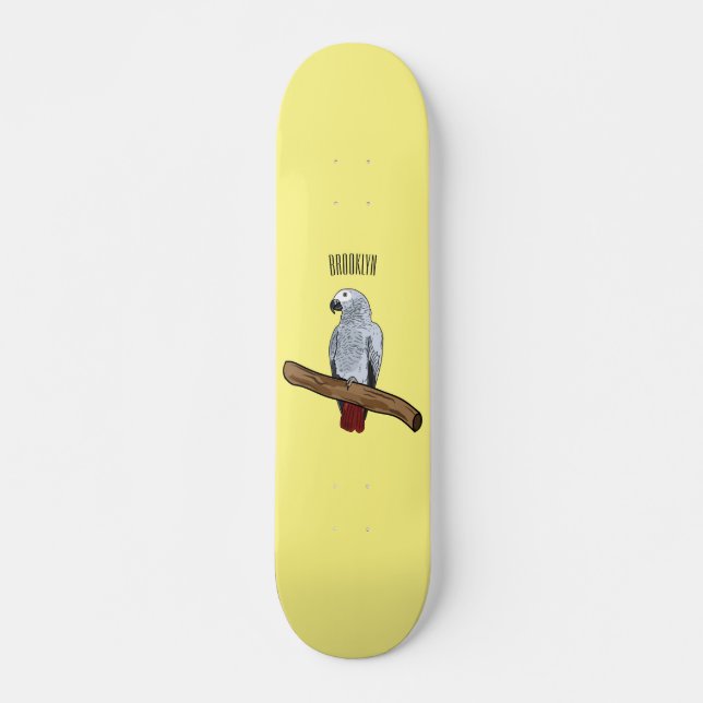 Grau-Papagei-Cartoon Skateboard (Vorne)