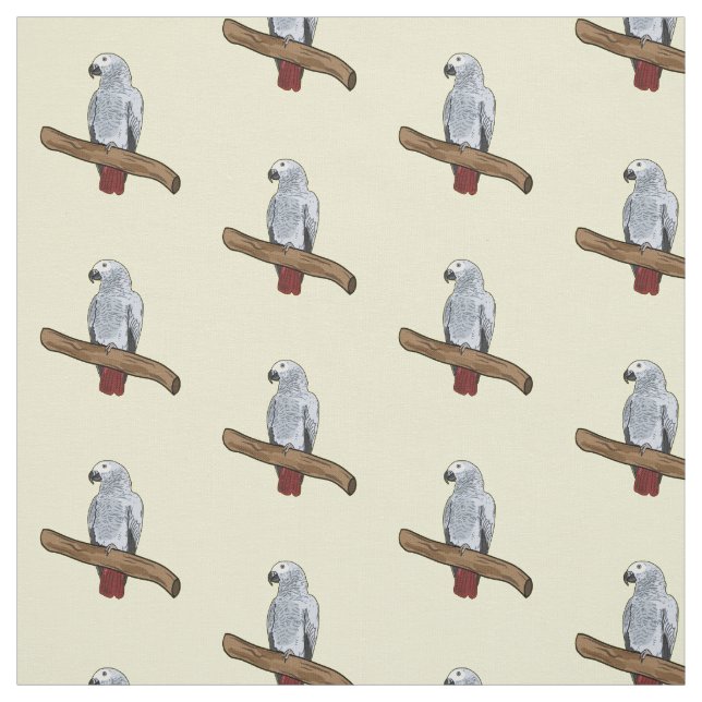 Grau-Papagei-Cartoon Stoff (Muster)