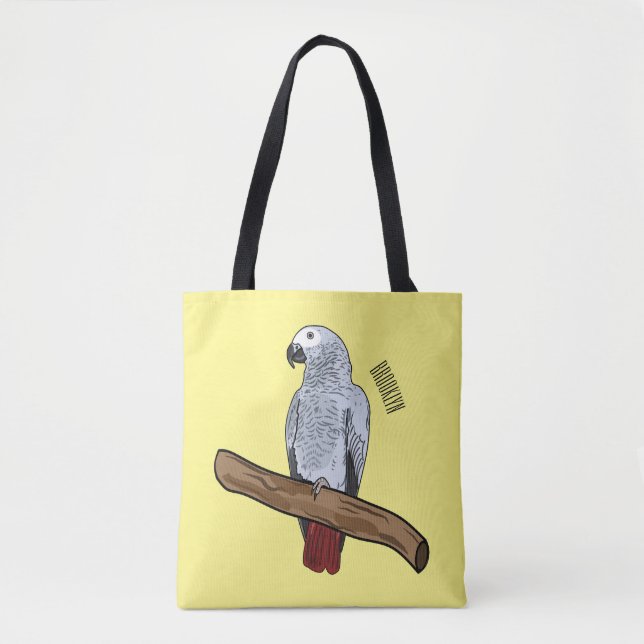 Grau-Papagei-Cartoon Tasche (Vorderseite)