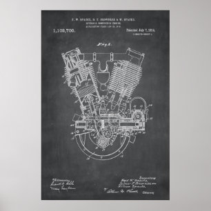 Grau Patent für den Motor von Verbrennungsöfen Poster