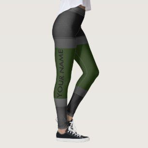 Grau personalisieren Sie die dunkelgrüne Leggings