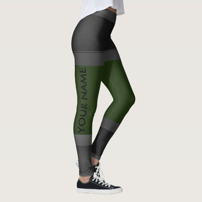 Grau personalisieren Sie die dunkelgrünen Leggings (Rechts)