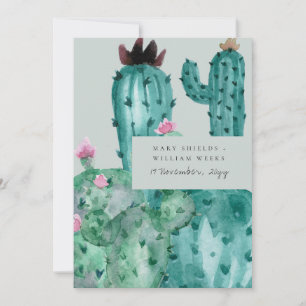 Grau Pink Floral Wüste Kakti Foliage Einladung